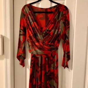 Red print faux wrap dress from Zara
